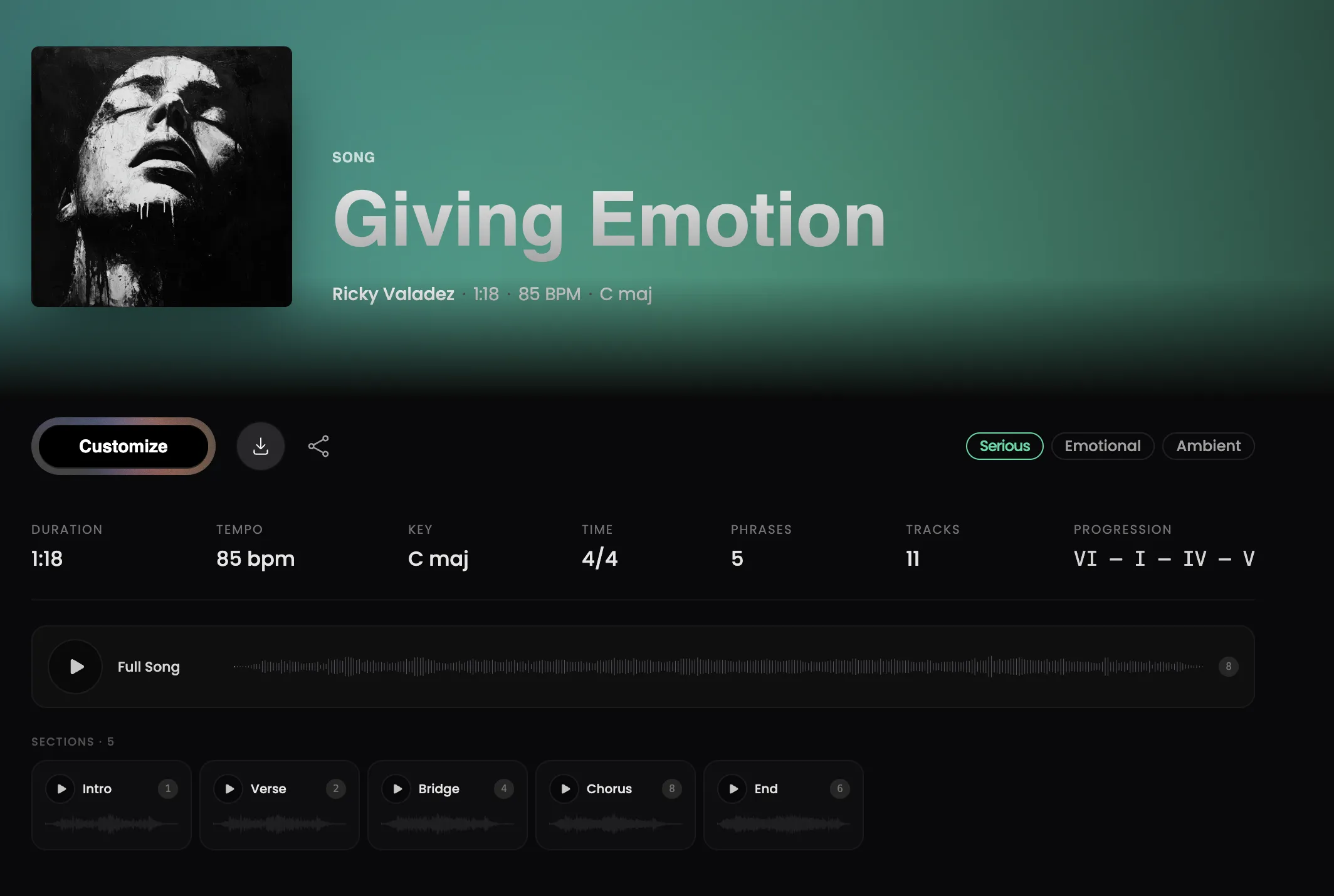 Song page customization view one